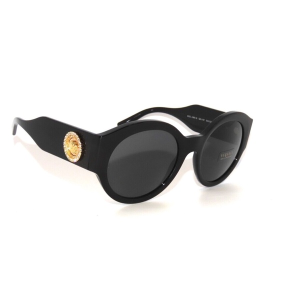 Versace 4380B  GB1/87 Black Gold Grey Sunglasses Round main image 5
